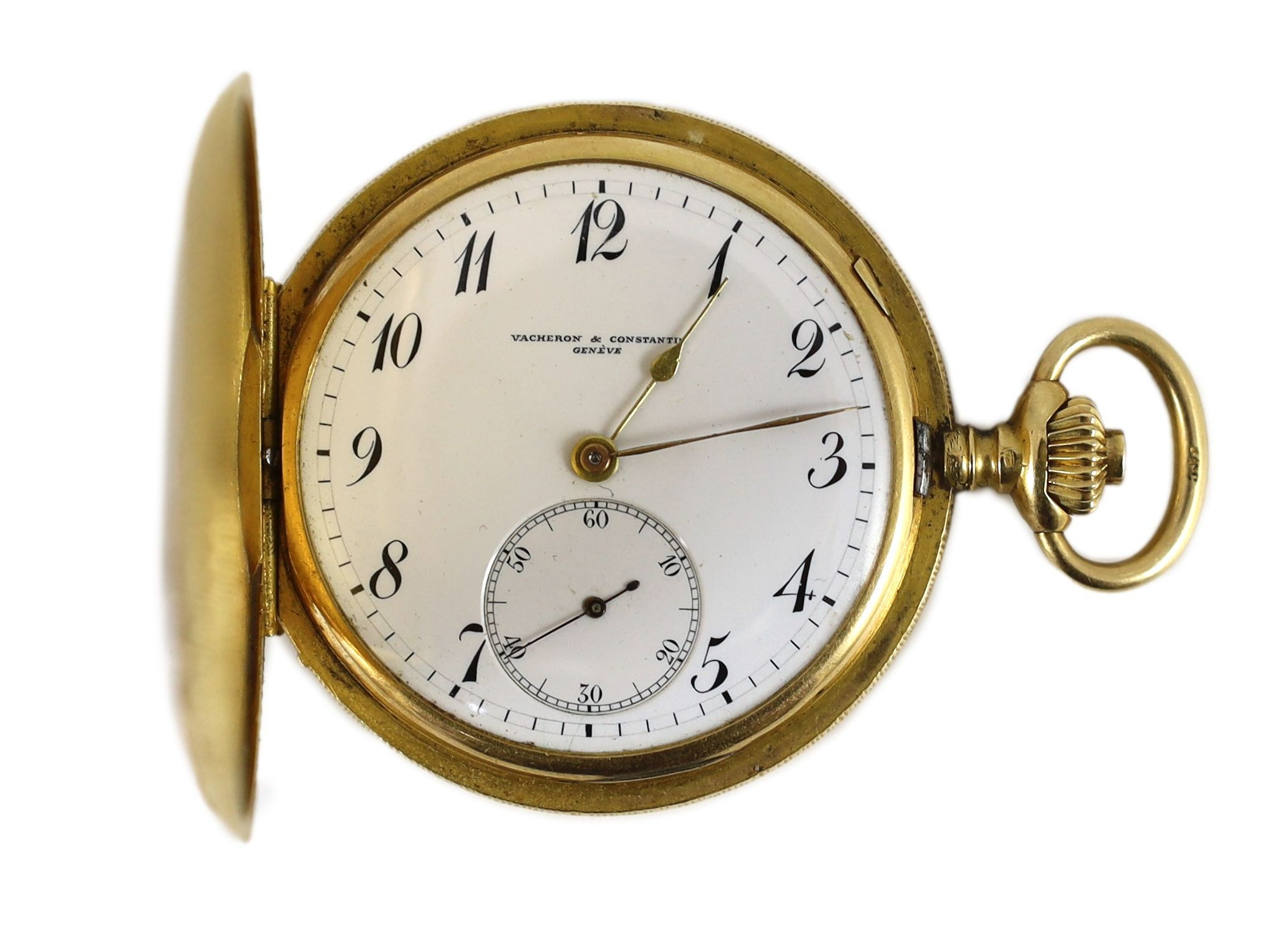 An early 20th century 18k gold Vacheron & Constantin keyless hunter dress pocket watch